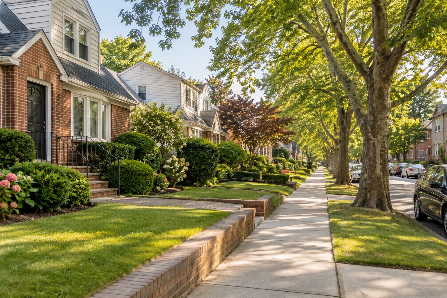 A tree lined street in Bayside, Queens